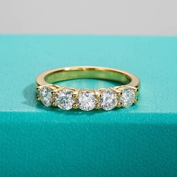 Certified 14k Yellow Gold 1.50ct Diamond Ring Engagement Moissanite 925 Wedding - Picture 3 of 5